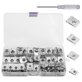 100 Stück Blechmutter, U-Typ Blechmuttern mit Kreuzschlitzschraubendreher, M4/M5/M6/M8 Blechmuttern Sortiment Set, Edelstahl Gewinde Clip Mutter, Mutter Clip Kit für Auto Karosserieschrauben Muttern
