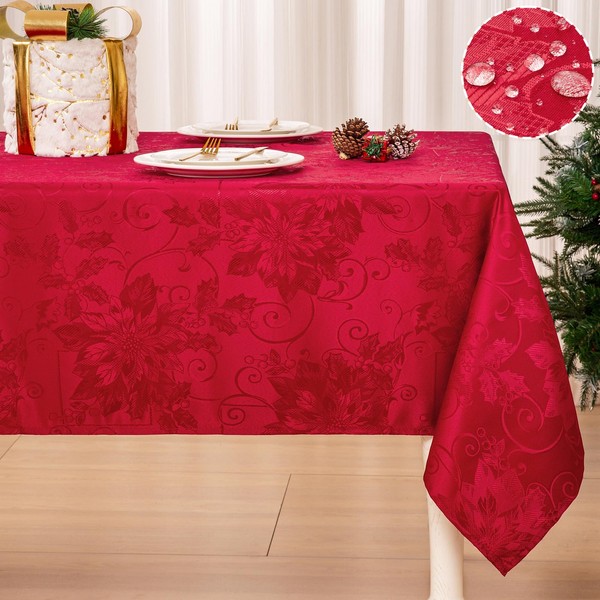 Mebakuk - Mantel de tela jacquard de Navidad, impermeable, elegante,