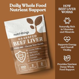 Grass Fed Beef Liver Capsules – Nutrient-Rich Organ Supplement for Energy, Immunity & Vitality – 500mg Per Capsule – Desiccated Liver Tablets – Supports Mood, Skin & Wellness – 120 Capsules