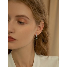 JIWOY Dangle Drop Earrings Sterling Silver Solitaire Hook Earrings Teardrop Birthstone Jewelry for Women, Sterling Silver, Created Emerald