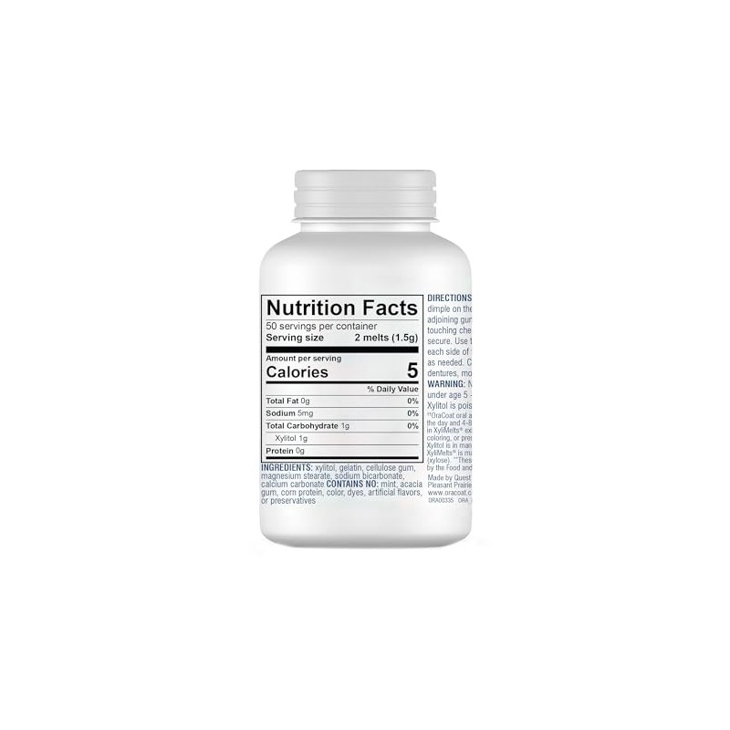 Oracoat XyliMelts Dry Mouth Relief Acacia Gum-Free Xylitol 100 Ct