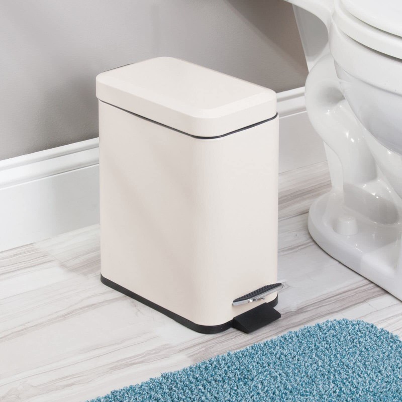 mDesign Small Modern 1.3 Gallon Rectangle Metal Lidded Step Trash