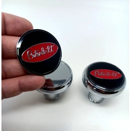 upt Peterbilt Air Valve Brake Knob Chrome Tractor Trailer black / red metal emblem