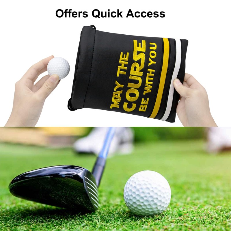 Aliennana Golf Valuables Pouch, Leather Golf Tee Pouch with Drawstring