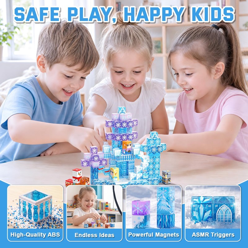 150Pcs 0.8in Magnetic Blocks, Building Cubes for Girls Ages 4-8