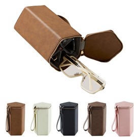 cloudever Sunglasses Travel Case Organizer with Zipper, 2024 New Trends 5 Slots for Men and Women, Eyeglasses Travel Case Storage Holder Organizer(Brown)