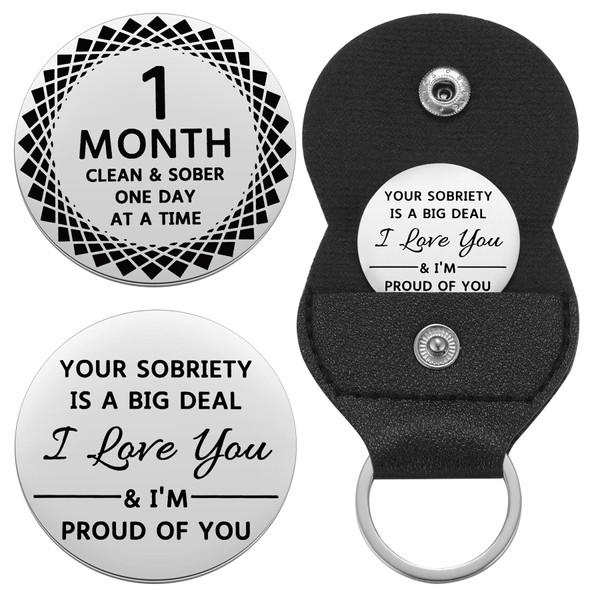Ukodnus 1 Month Sobriety Coin, AA/NA Medallion Recovery Chips, Sober