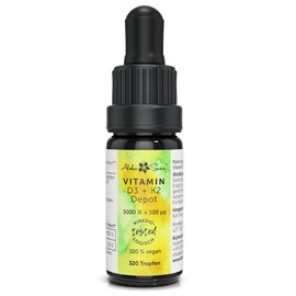 Aloha Sana Vitamin D3 K2 High Dose in Drops 5000 I.E Vitamin D3 and 100ug K2 Vitamin D and Vitamin K2 mk7 in Ultraviolet Glass Dietary Supplement Vegan