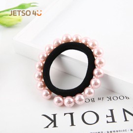 JETSO 4U Hair Rubber Stylish Pearl Hair Rubber Set of 6 Hair Ornaments Hair Accessories Ring Rubber Simple Cute Rubber Pearl Hair Band Women Ladies High Elasticity Everyday Commute (1 Pink/6 Pieces)