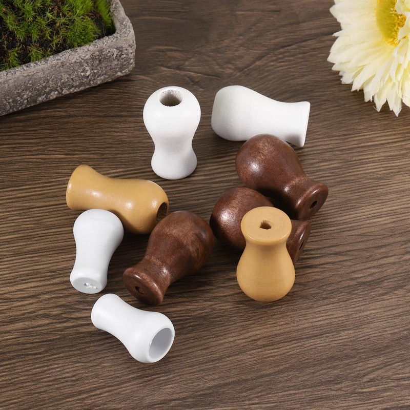 sourcing map Cord Knobs, White Plastic Cord Tassel Drops Pull