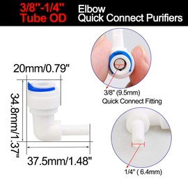 sourcing map Elbow, 3/8 Inch-1/4 Inch Tube OD Quick Connect Water Purifiers Tube Fittings Push in to Connector Filter Tubing Hose Pipe Joint for RO Reverse Osmosis System 5pcs