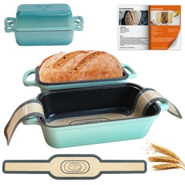 2 in 1 Cast Iron Loaf Pan, Cast Iron Bread Pan with Lid – Sourdough Loaf Pan for Baking, Heavy Duty Loaf Pans for Oven Baking Bread, Bread Pans for Homemade Bread, 2 Piece Set