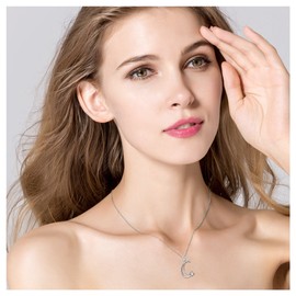 YFN Initial Necklace Sterling Silver Letter C Alphabet Pendant Necklace Jewelry for Women Teen Girls