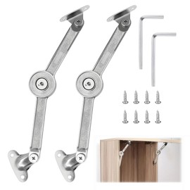 LNGJIN Lid Support Hinges, Pack of 2 Flap Fittings, with Screws and Allen Key, Flap Holder, Flap Support, Lid Support Hinge, for Kitchen Cabinet Doors, Cupboard