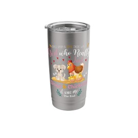 Funny Women Girls Farmer Cute Chicken and Dog Lover Stainless Steel Insulated Tumbler