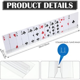 Pack of 4 Transparent Plastic Playing Card Holders, Hands-Free Card Stand, Card Holder for Playing Cards - Perfect for Poker, Bridge and Board Games - Card Stand, Playing Card Holder