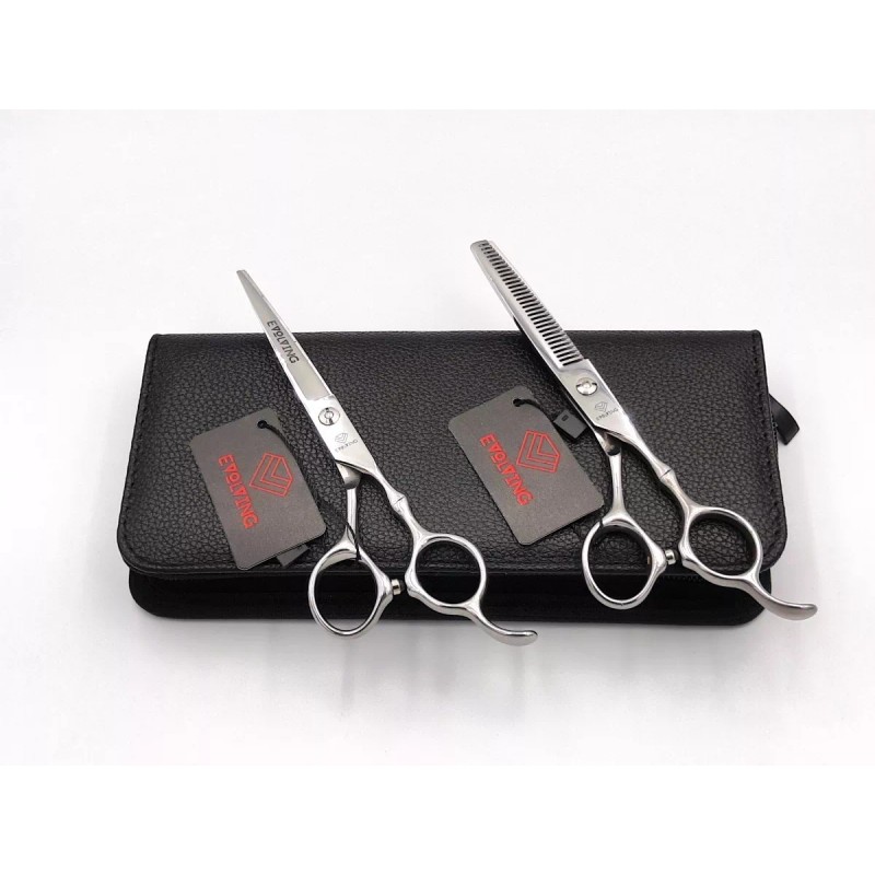 EVOLVING Tijeras Silver Con Peines Al Carbon Barbero Estilista Evo