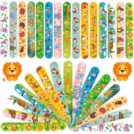 Viicoor Slap Bracelets for Kids 30PCS Animals Style Snap Bands Party Gadget Fillers Spring Favor (Animals-30P)