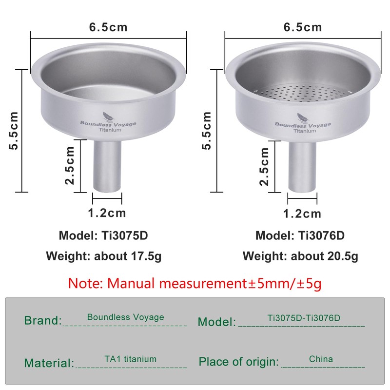 Boundless Voyage Titanium Funnels Kitchen Funnel Set, Hip Flask Funnel,