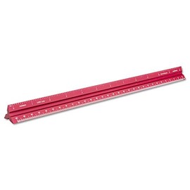 Alumicolor Aluminum Engineer Solid Drafting Scale, 12IN, Red