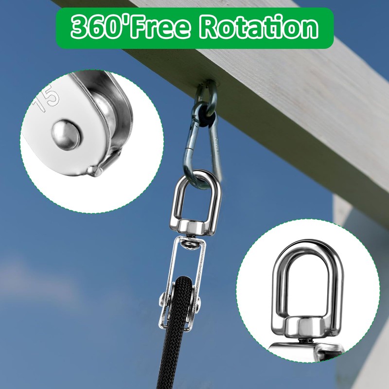 4 Pack M15 304 Stainless Steel Pulley Lifting Single Pulley