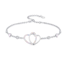 WINNICACA Womens Anklet 925 Sterling Silver Beaded Celtic Infinity Butterfly Anklet Bracelet Dainty Ankle Adjustable 11" Ankle Jewelry Gifts for Women Summer Beach Birthday Graduation Holiday Gift