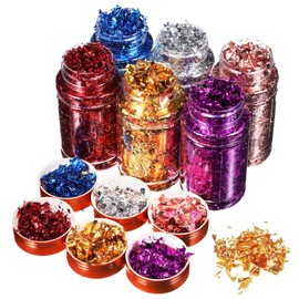 Ipetboom Bottles Each Imitation Foil Flakes for Nail Art Supplies Durable Easy to Use for DIY Craft Decoration Includes