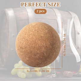 Wine Cork Ball 2PCS Wooden Cork Ball Stoppers for Wine Glass Decanter Stopper 2.4inch Decanter Stopper Replacement for Wine Carafe Decanter Bottle Replacement