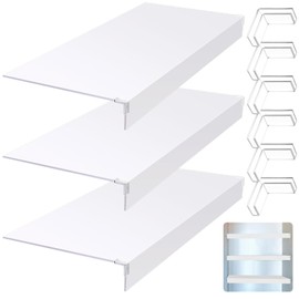 Hoolerry 3 Pcs 33 x 16 Inch Foamed PVC Wire Rack Covers for Removable Closet Decoration(Not Wood) Don't Bear Too Much Weight Pantry Shelves Covers for Bathroom Kitchen Shelving(White)