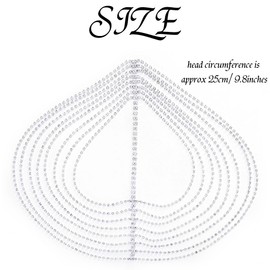 Urieo Crystal Masquerade Mask Chain Silver Layered Face Chain Crystals Head Chain Shiny Hair Accessories for Women