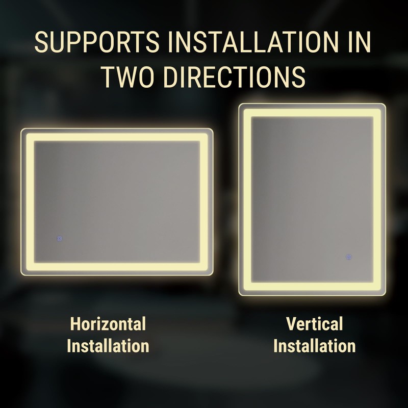 LED Bathroom Mirror Rectangle 24x32 Luxury Warm Light Vanity Premium