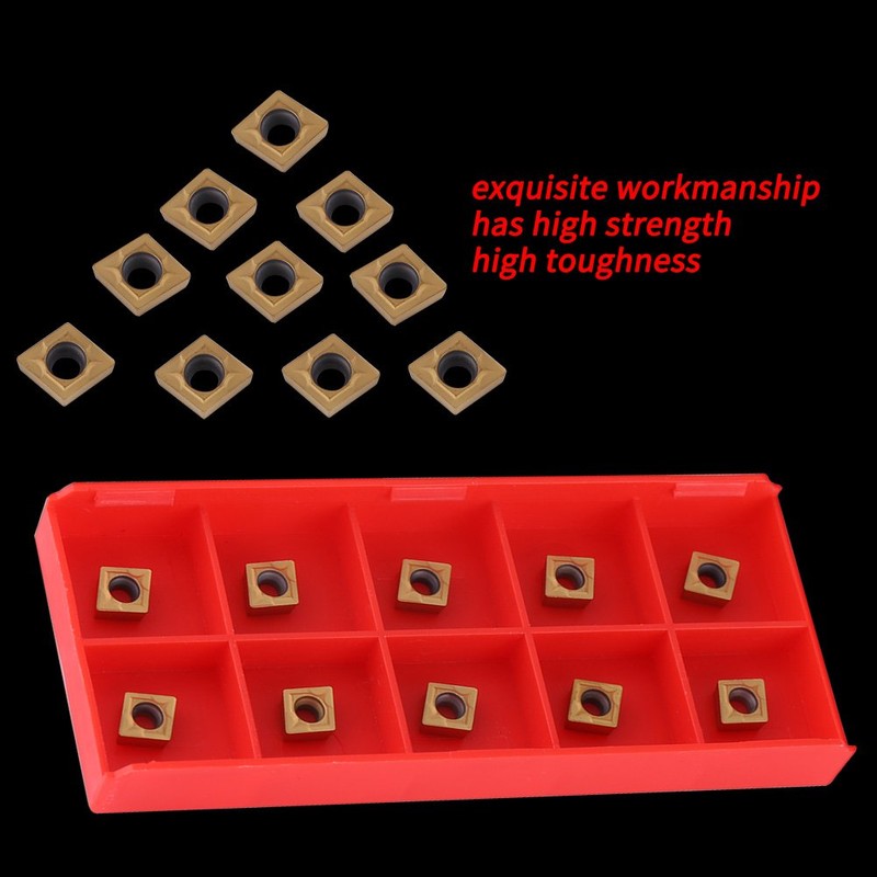10pcs Tin-Coated CNC Carbide Insert Cutter Indexable Lathe Milling Inserts
