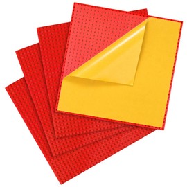Peel-and-Stick Baseplates - Self Adhesive Building Brick Plates - Compatible with All Major Brands - 4 Pack - 10 inch x 10 inch (Red)