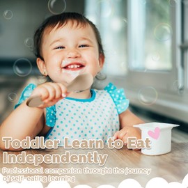 6 Pieces Silicone Baby Feeding Forks and Spoons Set Hot Safety First Stage Self Feeding Supplies Mini Kids Utensils for Over 6 Months Babies Boy Girl Toddlers First Foods (Neutral Color)