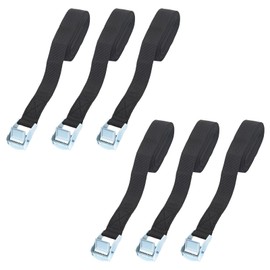 6 Pcs Tie Straps Roof Rack, 2.5m x 25mm Adjustable Buckle Heavy Duty Lashing Straps Black Ratchet Tie Down Straps Tensioning Belts for Cargo Motorcycle Trailer Luggage Touring car (Black)