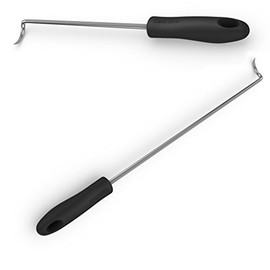 Cave Tools Food Flipper and Meat Hook for Grilling, Flipping, and Turning Vegetables and Meats BBQ Grill and Smoker Accessories, Right-Handed, Large (17 Inch) + Small (12 Inch) Black