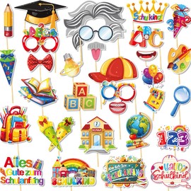 30Pcs Back-to-School Photo Booth Props, Decorations for The First Day of School Welcome Party, Schoolbags, Pencils, New Grade Celebration Classrooms, Kindergarten