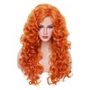 Rugelyss Long Wavy Wigs 28 Inches Orange Red Synthetic Kinky Curly Hair Wig for Women