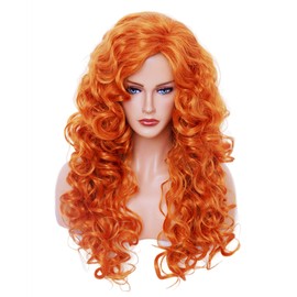 Rugelyss Long Wavy Wigs 28 Inches Orange Red Synthetic Kinky Curly Hair Wig for Women