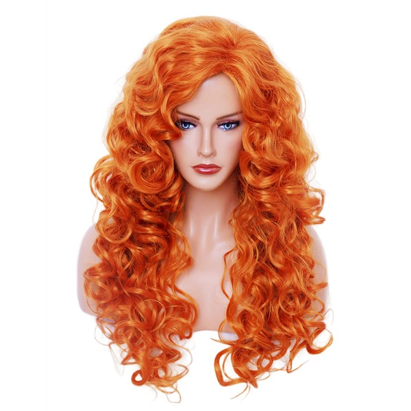 Rugelyss Long Wavy Wigs 28 Inches Orange Red Synthetic Kinky