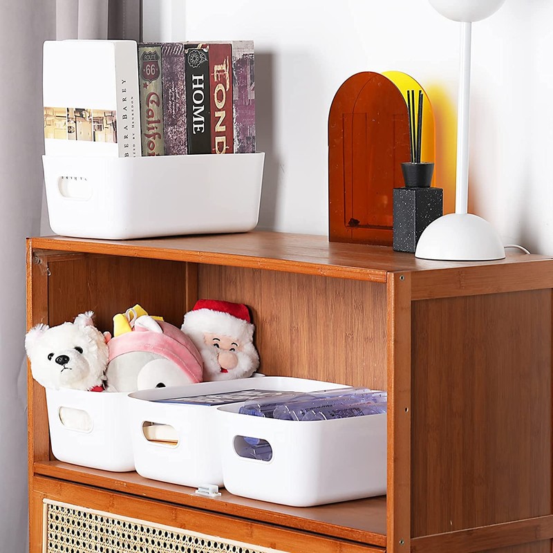 Pack of 6 Plastic Storage Boxes, Multiple Colours Organisation Storage
