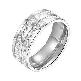 Anillo de Mujer TREE NEST Anillo de Doble Capa con Circonita Cúbica para Mujer Anillo de Promesa Anillo de Boda Regalo Ideal para Mujeres Plata Tamaño de 6