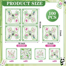 Weekgrat 100 Pcs Mahjong Cocktail Napkins 5" x 5" White Green Disposable Guest Paper Napkins Decorative Cocktail Hand Towel for Casual Gatherings Wedding Birthday Party Supplies Gifts