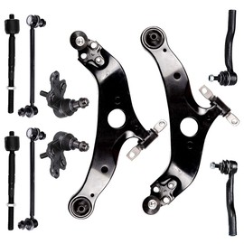ASAPE 10 Pcs Suspension Kit - Fit 2004-2010 for Toyota Sienna, Include - Front Lower Control Arm Inner Outer Tie Rod End Sway Bar Link Lower Ball Joint OE# K90346 K90347