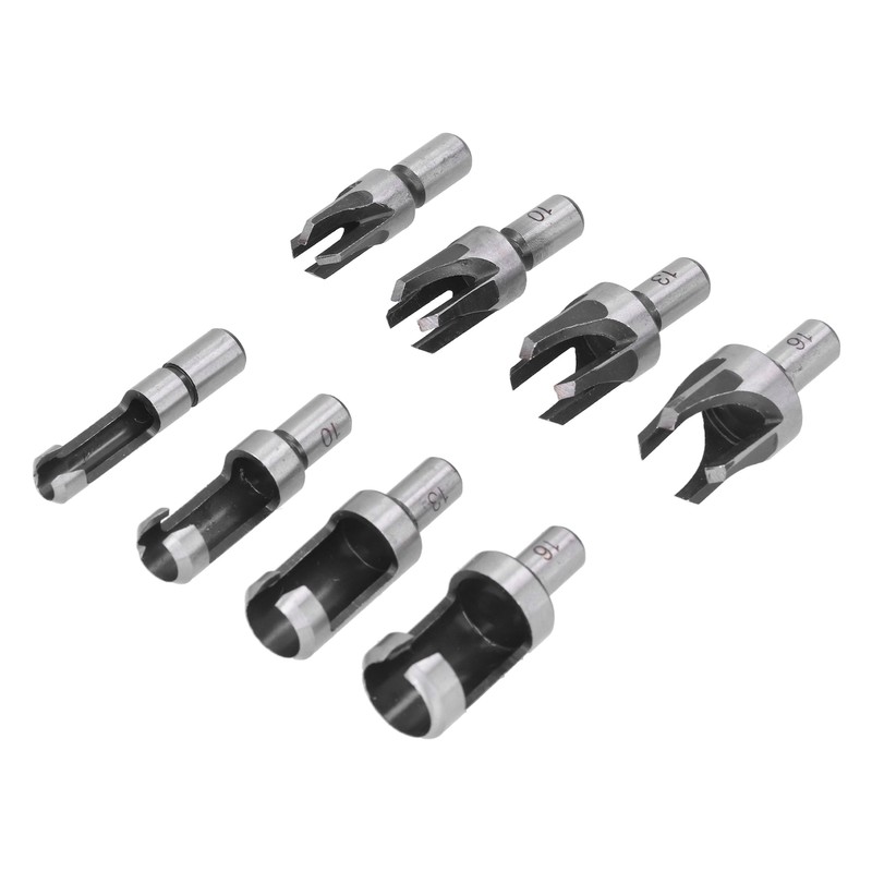 8Pcs Wood Plug Drill Bit Cutter Carbon Steel Industrial Barrel