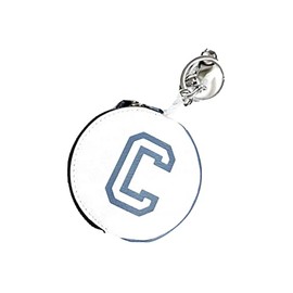 Coach Women's Round Coin Pouch Signature Canvas Varsity Chalk Indigo Coin Pouch, Chalk - Indigo, Coin Pouch, Chalk - Indigo