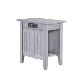 Atlantic Furniture Nantucket Chair Side Table with Charging Station, Driftwood