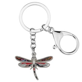 NEWEI Cute Key Chain Dragonfly Enamel Pendant Decor for Women Girls Kids Purse Bag Charms, Darkness