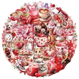 50pcs Valentine's Day Transparent PET Stickers Vintage Valentine Stickers Sweet Confession Stickers for Scrapbook Journaling Photo Album Card Waterproof Romantic Love Stickers for Teens and Adults