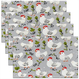 Feelyou Chicken Table Place Mats 18"x12" Farm Animal Placemats Set of 4 Cute Placemat for Kitchen Dining Table Decor Indoor Outdoor Kawaii Decor Table Place Mats